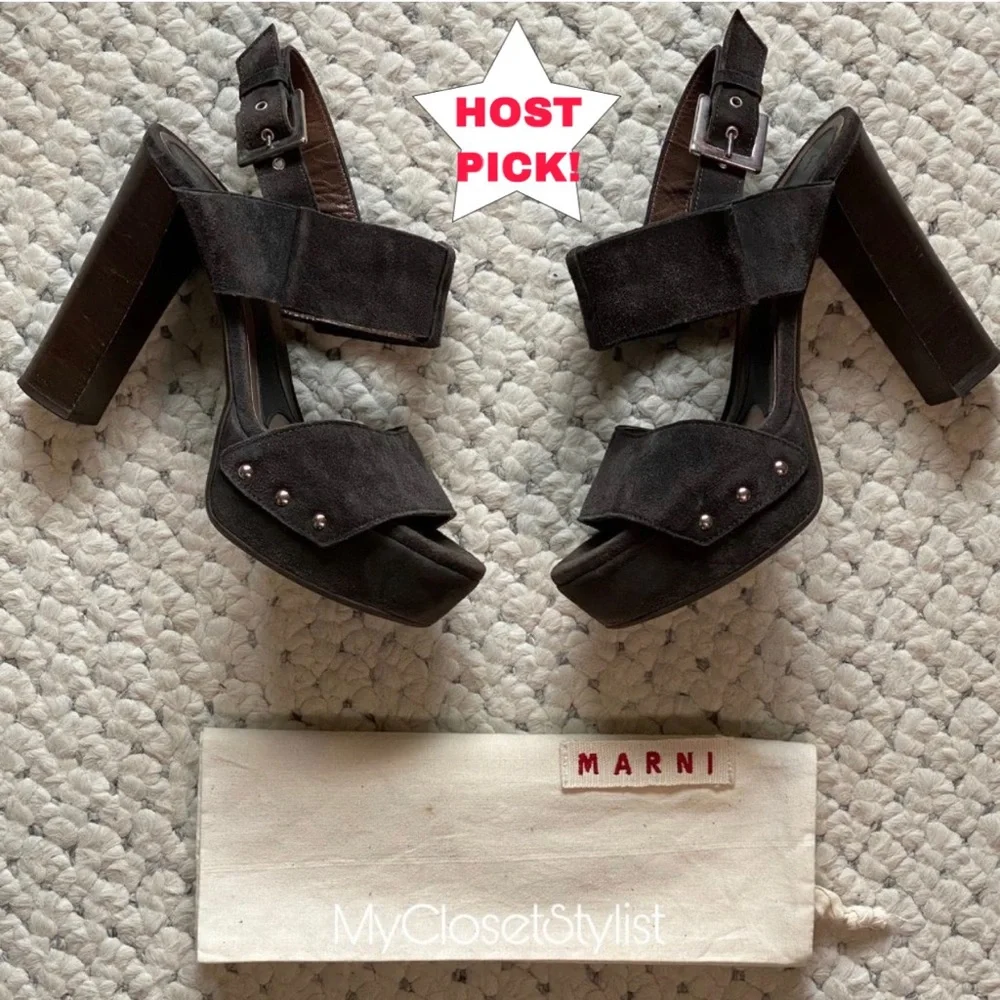 MARNI Platform Leather High Heel LUXE Retro Sandals! 38 US 8